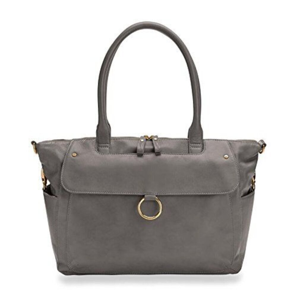 Levenger Sydney Satchel 2.0 Full Grain Leather Shoulder Purse AL13590 BK Gray